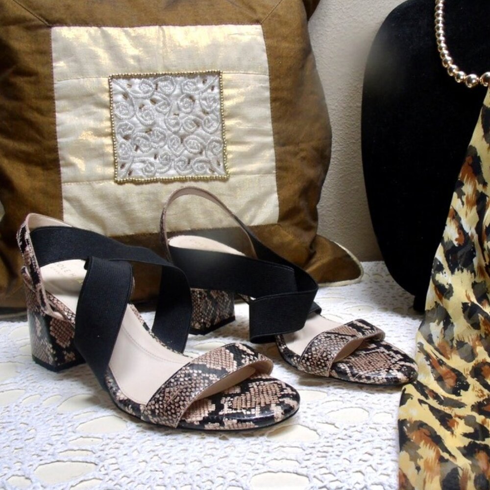 Cole Haan Grand Women's Leather Snake Print Heeled Sandals 8.5 - Picture 2 of 11